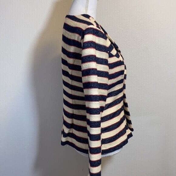 CAbi 5049 Jacket Womens 6 Cruise Nautical Striped Button Tweed Costal Preppy - Picture 5 of 9